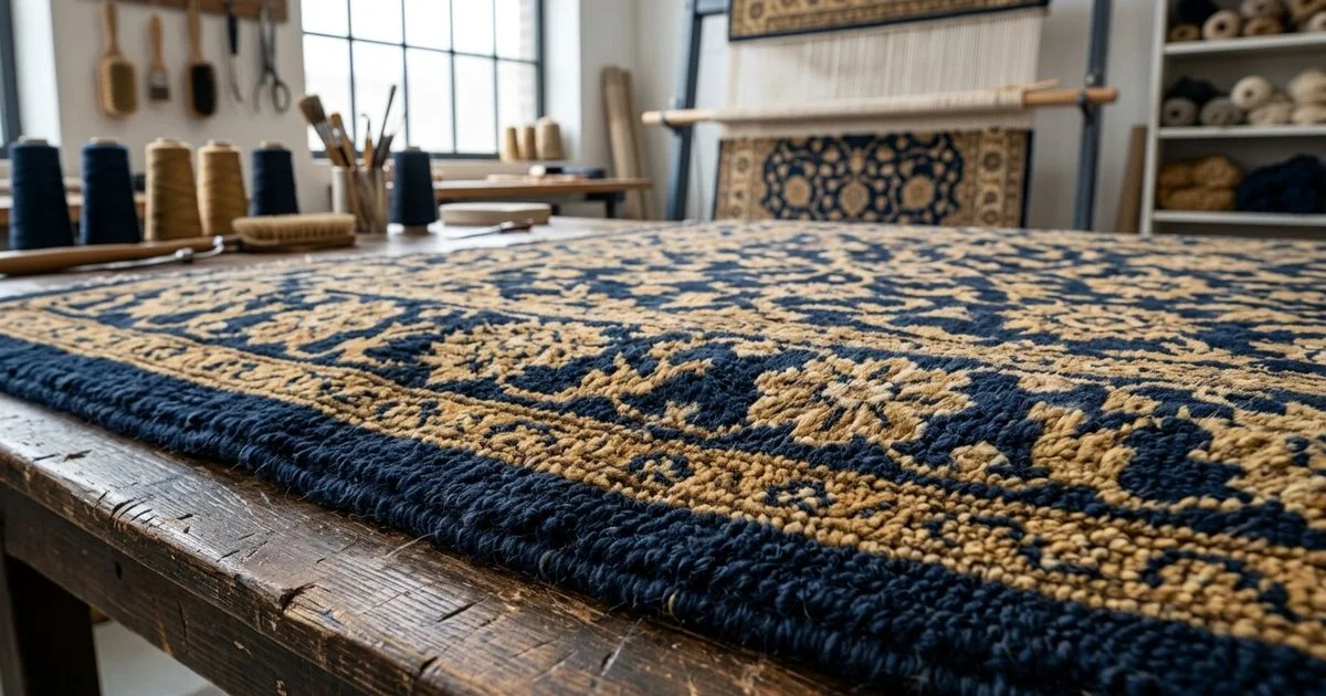 Plush wool rug detail with rich natural texture